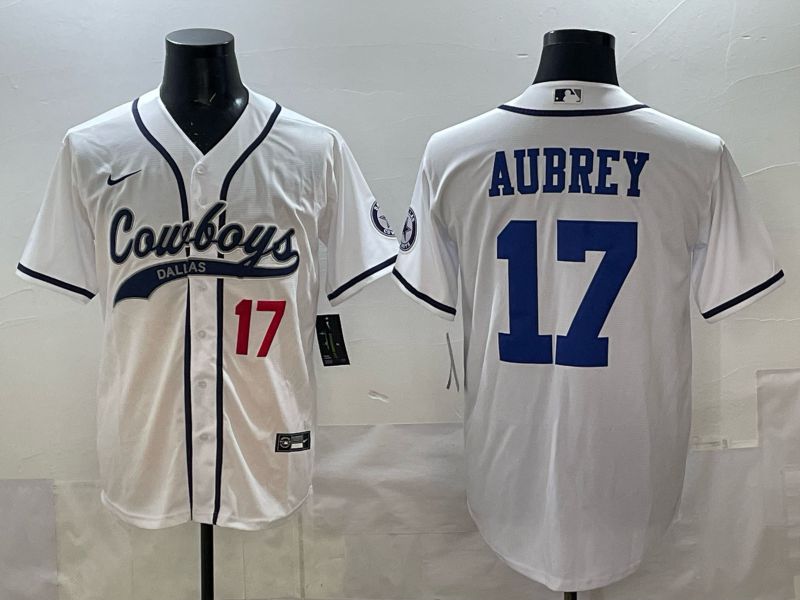 Men 2025 Dallas Cowboys #17 Aubrey white Joint Name Nike Limited NFL Jersey style 04->dallas cowboys->NFL Jersey